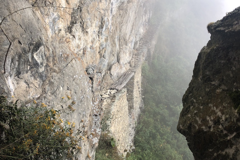 The Inca bridge, found along a side trail at Machu Picchu.